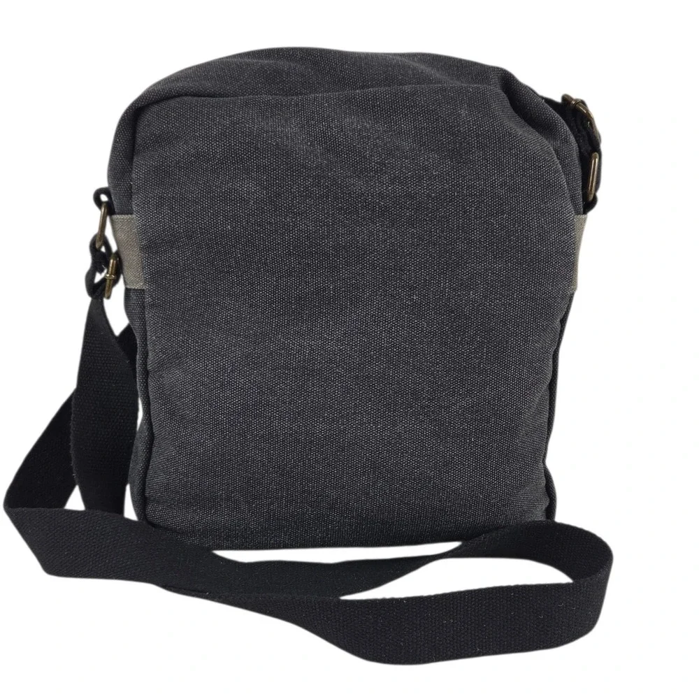 Scruffy Dog Trading Co Crossbody Small Messenger Bag Black Grey Canvas Rugged